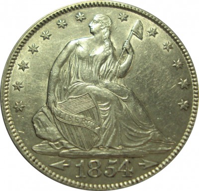 Seated Liberty Half Dollars, Reverse Rays Removed (1854-1855)